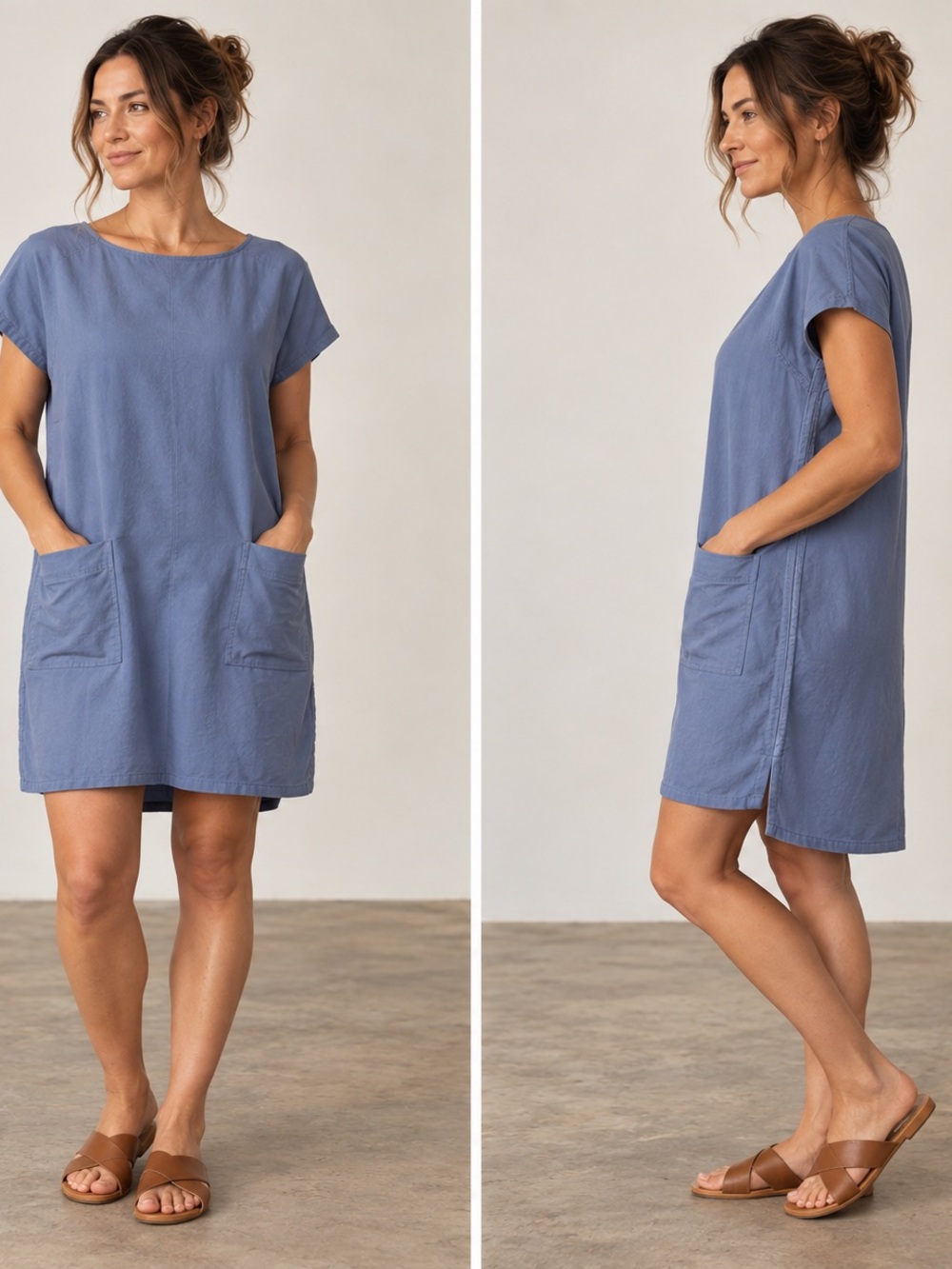 Pendleton Short Sleeve Pocket Swim Cover-Up in Dusty Blue